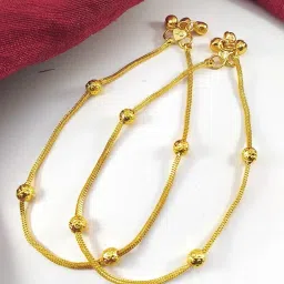 afj gold Silver Plated Brass Stylish Thin Size Anklets kolusu Payal ghungroo for Women and Girls image 1
