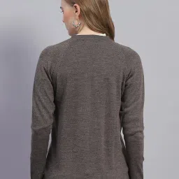 monte carlo Womens Solid V Neck Full Sleeve Wool Casual Sweater (1230709VN) image 3