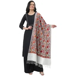 zamour Kashmiri Women's Embroidered Woolen Shawl/Stole Wrap image 5