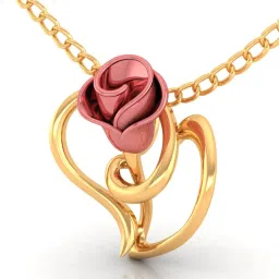 p.c. chandra jewellers Women's & Girl's 14kt (585) Yellow Gold With A Rose On A Leaf Design Pendant (without Chain) - 0.6 Grams image 1