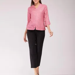 fablestreet Women Regular Polka Dot Top - Dusty Pink|Perfect for Casual, Office, and Everyday Outfits image 3