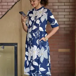 anni designer Women's Rayon Viscose Straight Printed Kurta with Pant image 2