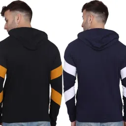 london hills Men's Regular Fit Printed Full Sleeve Cotton Blend Hooded T-Shirt (Pack of 2) image 1