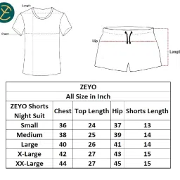 zeyo Women's Cotton Dot Printed Night Suit set of Top & Shorts 5226 image 5