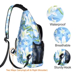 MOSISO Sling Backpack, Multipurpose Travel Hiking Daypack Rope Crossbody Shoulder Bag, Hedychium image 3
