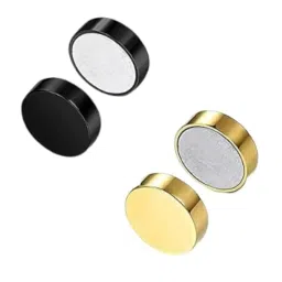 cresha Stainless Steel Hoop Cross Non Piercing Gauges Earrings Hypoallergenic Magnet Earring Set for Men | Women | Boys | Girls image 3