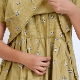 menmaii Zipless One Piece Maternity & Feeding Dress/Gown/Nighty| 100% Cotton with a Side Pocket | Calf/Full Length/for Pregnancy & Nursing- (L to 4XL) image 2