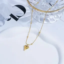 meenaz pendant necklace chain for women girls Love anti tarnish stainless steel gold stylish Neck Chain | Heart Locket | Modern Design | Birthday Gift Valentine| Aesthetic Jewellery | Accessories image 4