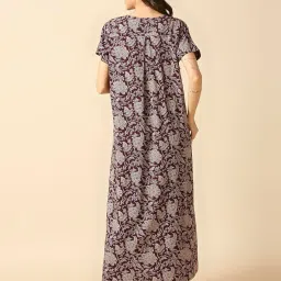 momtobe Women's Cotton Blend Maxi Maternity Nighty/Feeding Nighty/Pregnancy Night Gown/A-Line Nursing Nighty with Zippers for Nursing Pre and Post Pregnancy image 3