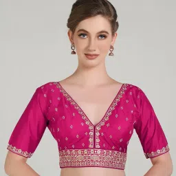 pujia mills Woman Embroidery Work Half Sleeve Readymade Blouse for Women image 4