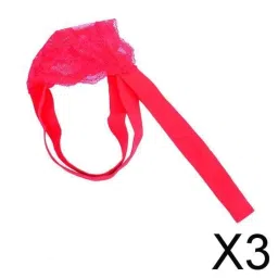 heavenglow Men's Jockstrap Supporter Underwear | Bulge Pouch Bikini Briefs | Low Rise Open Butt Backless Design | Comfortable Stretch Spandex Lace Lingerie for Men | (Red, 3-Pack) image 1