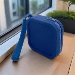 calandis Silicone Purse Zipper Closure Key Bag Portable Lightweight Small Storage Bag Dark Blue | Wallets image 5