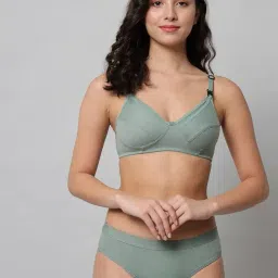 saklana Women's Cotton Non Padded Wire Free Maternity Breastfeeding Nursing Mother Bra Panty Lingerie Set Honeymoon Bikni Set Combo Pack of 3 image 2