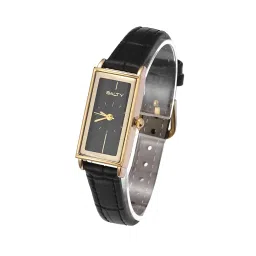 salty Water Resistant Black Leather Strap Watch for Women & Girls | Adjustable Fancy Design | Latest Fashion Accessories for Girls | Minimal Watch | Stylish Women's Wrist Watch | Ideal for Gifting image 4