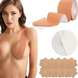 aordic Boob Tape with 10 Nipple Pasties for Women - Push Up & Lifting Breast Tape - Double-Sided Breast Lift Bra Tape - Beige [Pack of 1] image 4