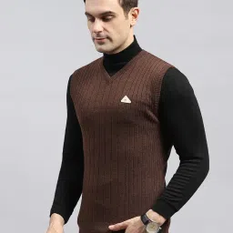 monte carlo Men's Regular Fit Sleeveless Wool Sweater | V Neck | Regular Fit | Solid Pattern | Warm Stylish Pullover for Winter image 1