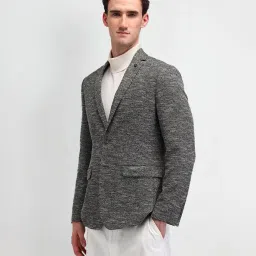 arrow Mens Green Self-Design Notch Collar Long Sleeve Formal Polyester Slim Fit Blazer image 3