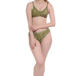 luzwe Women's Flower Printed Bikini Non Padded Molded Bra & Panty Regular Lingerie Set|Bra Panty Set|Panty Bra Set for Women Combo Pack of 3 image 5