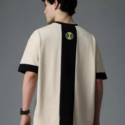 the souled store Ben 10: Omnitrix Men and Boys Short Sleeves Round Neck White Applique Patch Cotton Oversized T-Shirts image 1