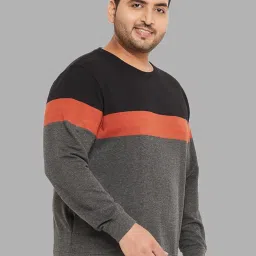 austivo Men's Multi Striper Round Neck Plus Size Sweatshirt(3292A) image 3