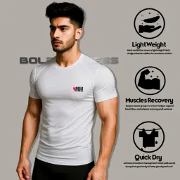 bold fitness Half Sleeve Compression T-Shirt | Men's Active & Gym Wear T-Shirt Designed for Body Fit Tights (Medium, Black) image 2