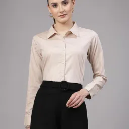 style quotient Women Solid Chambrey Regular Formal Shirt image 1