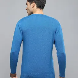 cloak & decker Mens Solid Blue Round Neck Full Sleeves Pullover image 3