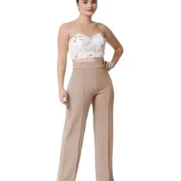 Women's High-Waisted Formal Pants | Retro-Chic Classic Fit Flared Trousers | Trendy Wide Leg Style for Casual, Party & Office image 2