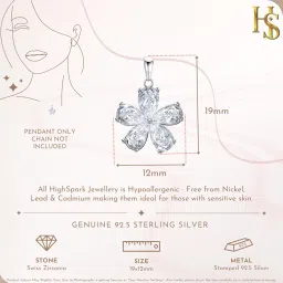 highspark Solitaire Designer Pendant | 92.5 Sterling Silver & Diamond Like Brilliance Sparkling Zirconia for that Stunning Shine | Lovely Gift image 1