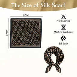 flavizo Silk Satin Scarf for Women Stylish - Fashion Bandanas, Head Wrap Shawl Square Neck Hijab, Lightweight Hair Scarves for Office Travel Wear - Brown image 1
