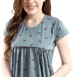 av2 Women's Cotton Floral Knee Length Nighty image 3