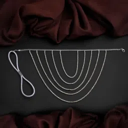 vama FASHIONS Silver Rhinestone Thigh Chain Boho Layered Crystal Beach Tassel Leg Chains Nightclub Body Jewellery For Women Girls image 3