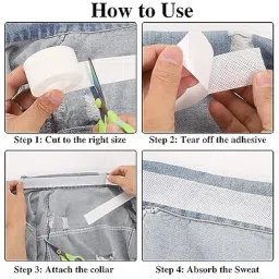 inralimot 2 Rolls Sweat Pads Collar Protectors For Men's Shirts & Hats, White Shirt Neck Collar Protector Tape, Self-Adhesive Invisible Liner Patches image 4