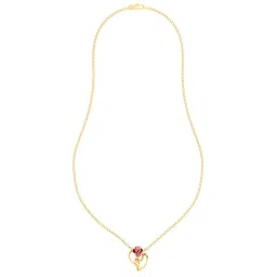 p.c. chandra jewellers Women's & Girl's 14kt (585) Yellow Gold With A Rose On A Leaf Design Pendant (without Chain) - 0.6 Grams image 3