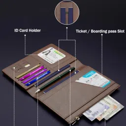 fedus Premium Passport Holder for Men, Passport Holder for Women Passport Cover Case Wallet with Card Holder, RFID Protected Travel Accessories Organiser, Brown, Faux Leather image 1