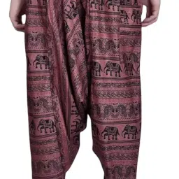 viku Men's Cotton Harem Pants, Elastic Waistband, Relaxed Fit, Multicolour image 3