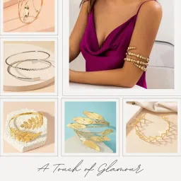 via mazzini Gold Plated Wild Ivy Leaves Vine Upper Arm Bracelet Armlet Cuff Band Bangle For Women And Girls (Bracelet0583) 1 Pc image 4