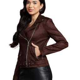 leather retail Women's Suede Biker Jacket image 1