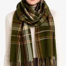 eleg & stilance Winter Warm Plaid Scarf for Women&Men | Thick Soft Shawl with Fringe | Stylish Check Design for Casual & Formal Wear Multicolor image 3