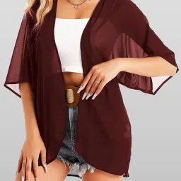 all yours Women's Casual Georgette Front Open Shrug Shrug Sweater| Women's Shrugs Summer wear image 1