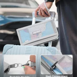 popcube Polyester Travel Passport Cover for Men & Women with RFID Blocking- Passport Holder for Upto 4 passports- Passport Pouch with Removable Hand Strap. (Grey) image 2