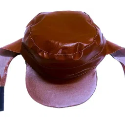 atabz Leather Rain Caps For Unisex Dark Maroon,Free Size image 1