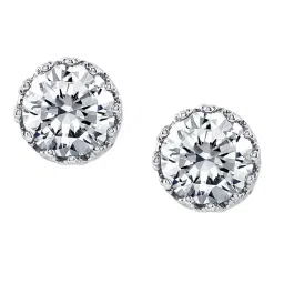 oomphelicious Jewellery Pair of Silver Plated Round Cubic Zirconia Stud Earrings For Men & Boys (ESN32_CC4) image 1
