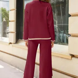 all yours Women's Contrast Piping Top with Trousers Co-Ords Sets image 3