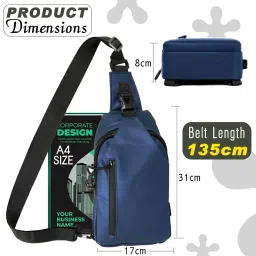 storite Small Sling Crossbody Bag for Men Women, Waterproof Backpack Shoulder Daypack Cross Body Chest Bags With USB Charger Port for Casual Travel Hiking Outdoor Sports (Blue - 31 x 17 x 8 Cm) image 1