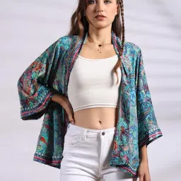 ke kanhaexports KE KANHA EXPORTS Shrugs for Women Stylish | Cover up on Jeans Tops for Women | Western Beach Outfits | Summer Clothes | Kimono Length Option Short | Medium | Long image 2