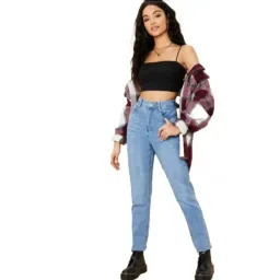 glare & blair Solid Sleeveless Western Stylish Ribbed Cami Crop Top for Women image 4