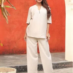 indiकन्या Women's Indo-Western Co-ord Set | Rayon Flex Kurta & Pant Set for Office, Light Festive Look image 1