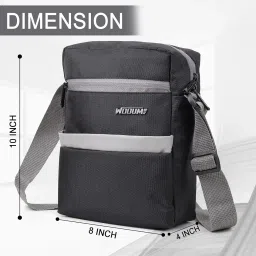 wooum Stylish Leather Touchup Sling Bag with 4 Zipper Compartments, Water-Resistant, Adjustable Strap, and Tablet Holder - Black image 4