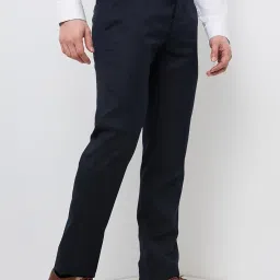 raymond Men Slim Fit Structure Pattern Poly Viscose Blend Pleatless Formal Trouser image 1